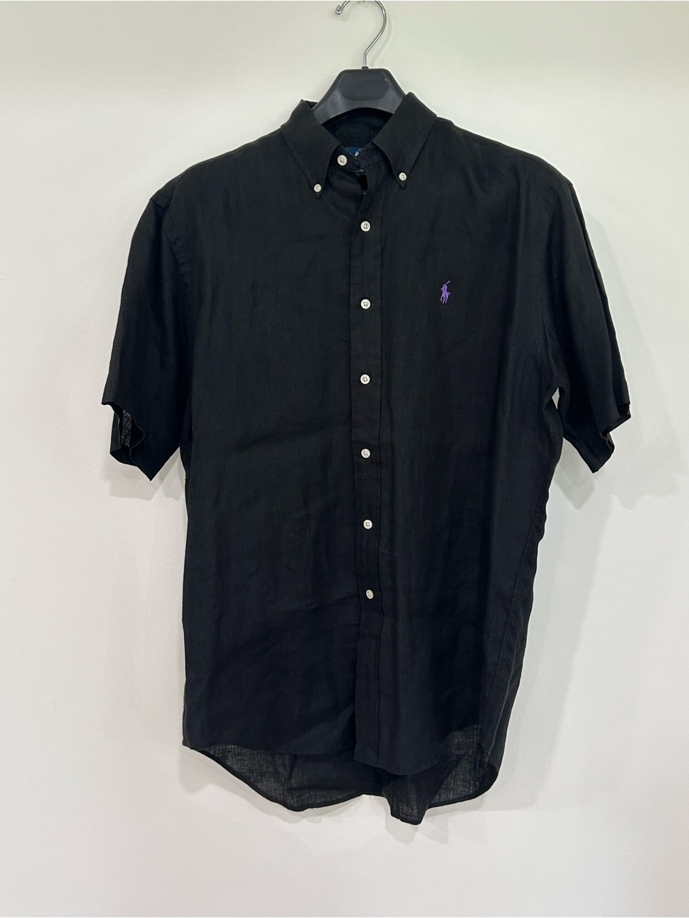 Ralph Lauren Blake Black Short-Sleeve Linen Shirt Medium